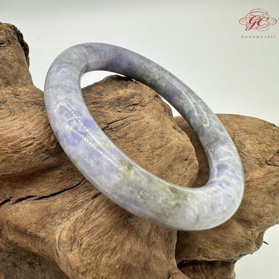 【肌容雪】天然緬甸A貨紫飄綠花翡翠圓條手鐲 編號585(鐲圍56.8mm#18號)