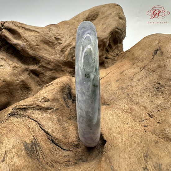 【肌容雪】天然緬甸A貨紫飄綠花翡翠圓條手鐲 編號585(鐲圍56.8mm#18號)
