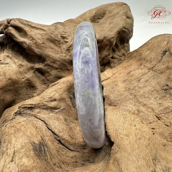 【肌容雪】天然緬甸A貨紫飄綠花翡翠圓條手鐲 編號585(鐲圍56.8mm#18號)