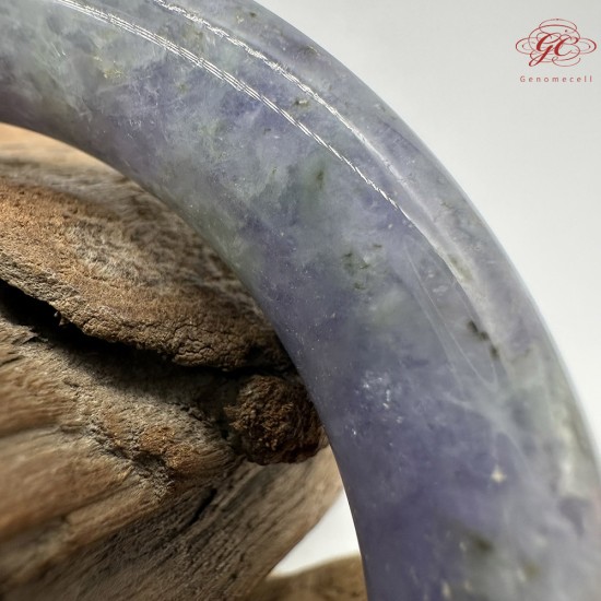 【肌容雪】天然緬甸A貨紫飄綠花翡翠圓條手鐲 編號585(鐲圍56.8mm#18號)