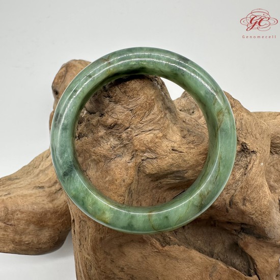 【肌容雪】天然緬甸A貨綠花翡翠正圈手鐲 編號586(鐲圍57.6mm#18號)