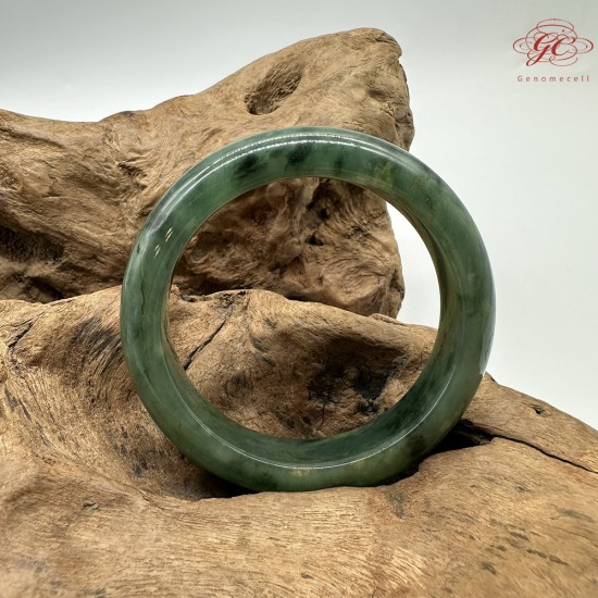 【肌容雪】天然緬甸A貨綠花翡翠正圈手鐲 編號586(鐲圍57.6mm#18號)