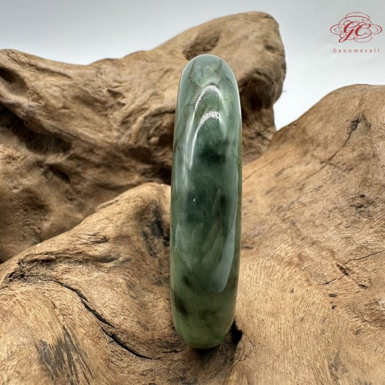 【肌容雪】天然緬甸A貨綠花翡翠正圈手鐲 編號586(鐲圍57.6mm#18號)
