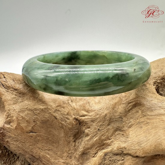【肌容雪】天然緬甸A貨綠花翡翠正圈手鐲 編號586(鐲圍57.6mm#18號)