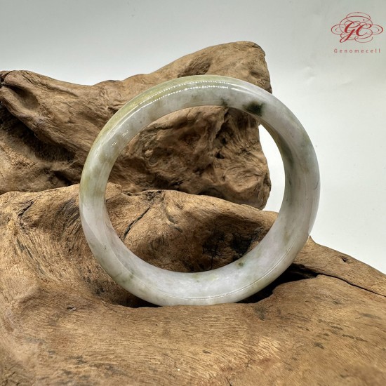 【肌容雪】天然緬甸A貨皇家綠飄花翡翠正圈手鐲 編號595(鐲圍61.2mm#19.5號)