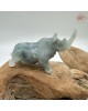 【肌容雪】天然緬甸A貨藍水翡翠飄綠花犀牛造型擺件 編號616