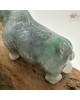 【肌容雪】天然緬甸A貨藍水翡翠飄綠花犀牛造型擺件 編號616