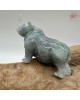 【肌容雪】天然緬甸A貨藍水翡翠飄綠花犀牛造型擺件 編號616