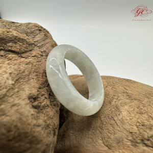 【肌容雪】天然緬甸A貨白底飄花翡翠戒圈 編號634(戒圍18.2mm#14號)