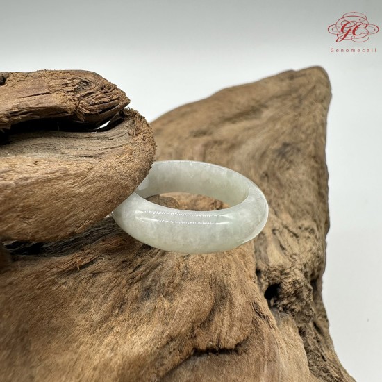 【肌容雪】天然緬甸A貨白底飄花翡翠戒圈 編號634(戒圍18.2mm#14號)