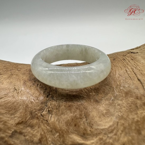 【肌容雪】天然緬甸A貨白底飄花翡翠戒圈 編號634(戒圍18.2mm#14號)
