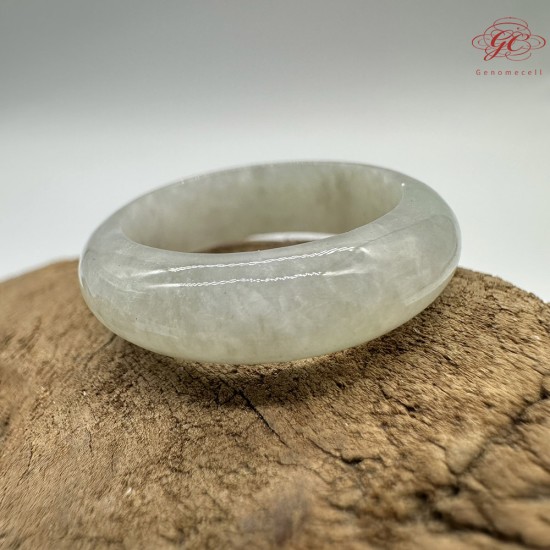 【肌容雪】天然緬甸A貨白底飄花翡翠戒圈 編號634(戒圍18.2mm#14號)