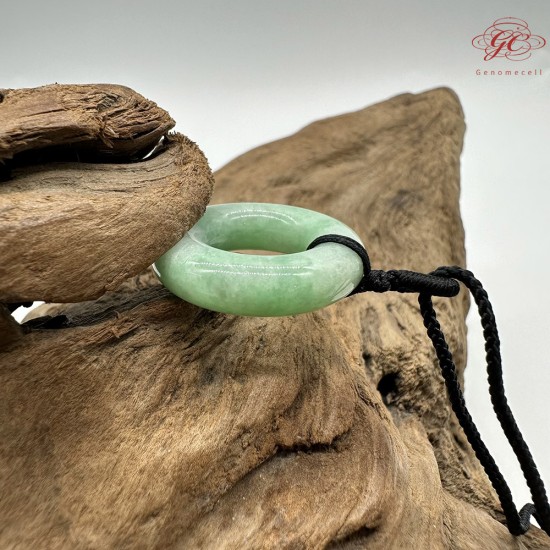 【肌容雪】天然緬甸A貨綠飄花翡翠平安扣吊墜繩 編號642