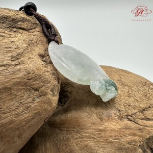 【肌容雪】天然緬甸A貨白底青翡翠吉祥如意吊墜繩 編號645