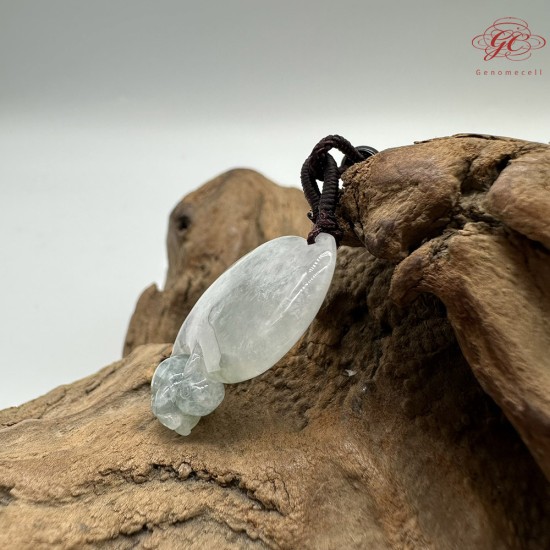 【肌容雪】天然緬甸A貨白底青翡翠吉祥如意吊墜繩 編號645