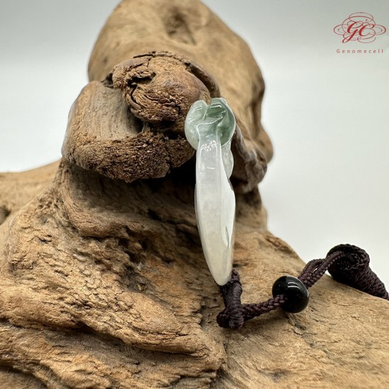 【肌容雪】天然緬甸A貨白底青翡翠吉祥如意吊墜繩 編號645