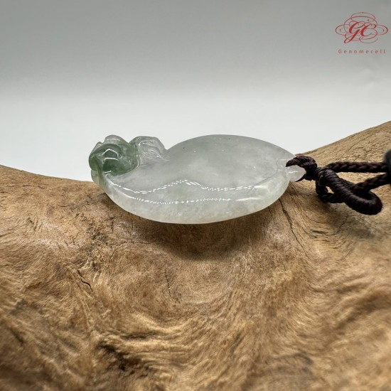 【肌容雪】天然緬甸A貨白底青翡翠吉祥如意吊墜繩 編號645