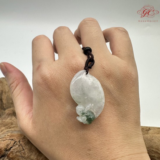 【肌容雪】天然緬甸A貨白底青翡翠吉祥如意吊墜繩 編號645