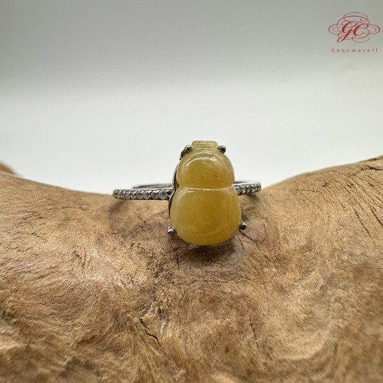 【肌容雪】天然緬甸A貨翡翠雞油葫蘆戒指 編號649(戒圍17.0mm#10號)