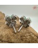【肌容雪】天然緬甸A貨冰綠翡翠幸運草造型耳針 編號657