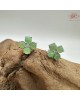 【肌容雪】天然緬甸A貨冰綠翡翠幸運草造型耳針 編號657