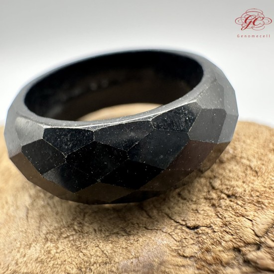 【肌容雪】天然緬甸A貨墨翠幾何切面戒圈 編號665(戒圍16.0mm#10號)