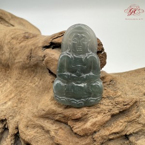 【肌容雪】天然緬甸A貨冰湖水綠翡翠佛像吊墜 編號666