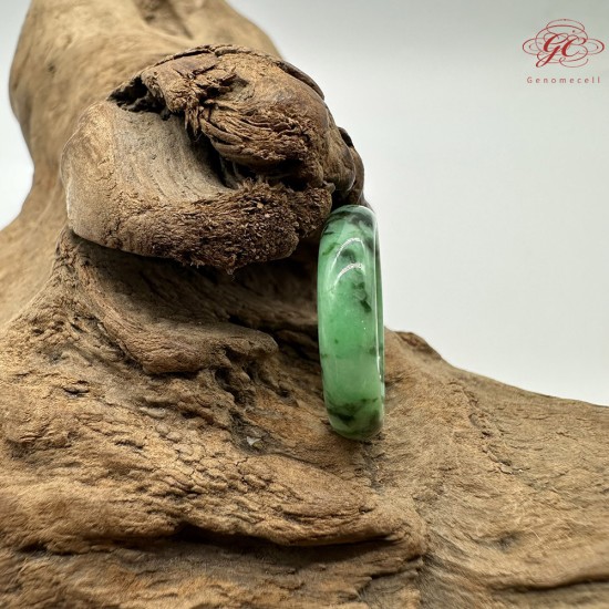 【肌容雪】天然緬甸A貨冰翡翠滿綠飄花戒圈 編號668(戒圍18.3mm#14號)