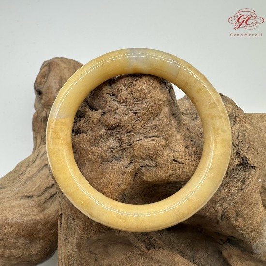 【肌容雪】天然緬甸A貨黃翡翠滿圈圓條手鐲 編號687(鐲圍54.4mm#17號)