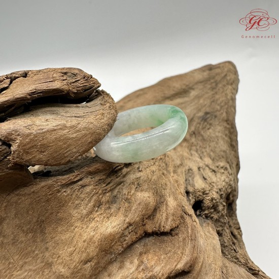 【肌容雪】天然緬甸A貨綠翡翠飄花戒圈 編號688(戒圍17.7mm#12號)