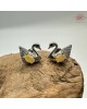 【肌容雪】天然緬甸A貨黃翡天鵝造型耳針  編號702
