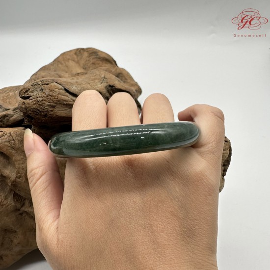 【肌容雪】天然緬甸A貨滿綠翡翠圓條手鐲 編號706(鐲圍55.3mm#17.5號)