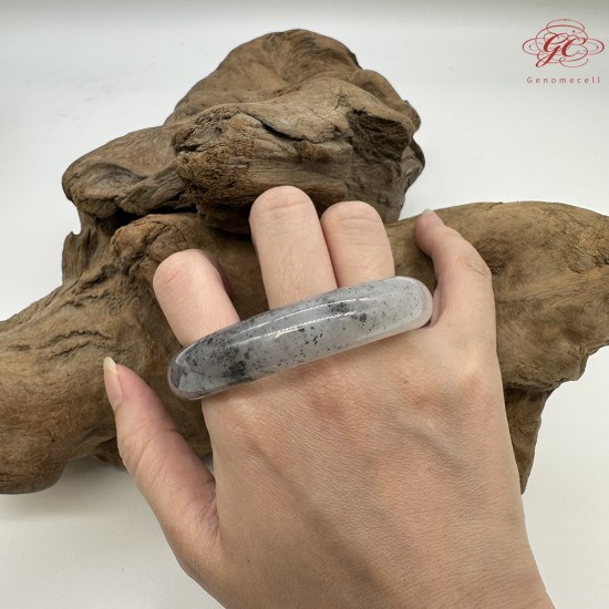 【肌容雪】天然緬甸A貨星空烏雞美人條手鐲 編號853(鐲圍59mm#18.5號)
