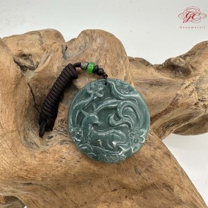【肌容雪】天然A貨九尾狐翡翠造型掛墜吊飾繩 編號996