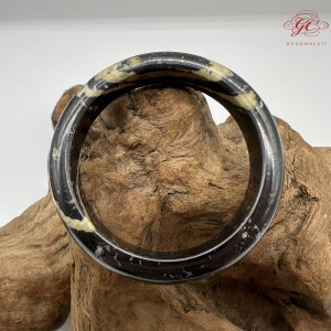 【肌容雪】天然美石黑色石紋礦石手鐲 編號B11(鐲圍57.0mm#18號)
