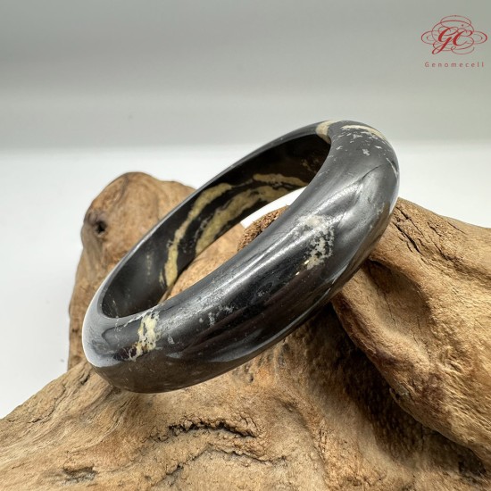 【肌容雪】天然美石黑色石紋礦石手鐲 編號B11(鐲圍57.0mm#18號)