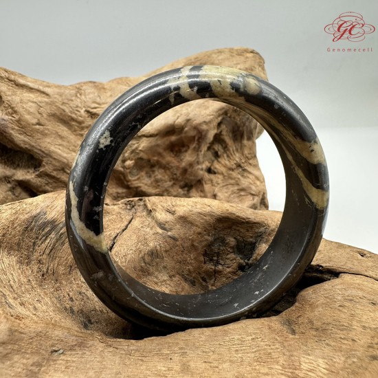 【肌容雪】天然美石黑色石紋礦石手鐲 編號B11(鐲圍57.0mm#18號)
