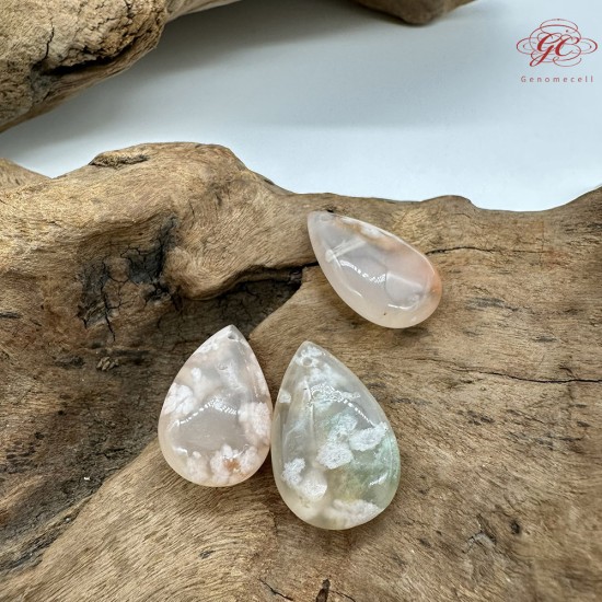 【肌容雪】天然美石櫻花瑪瑙淚滴造型吊墜 編號B19