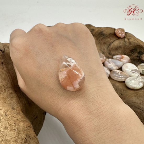 【肌容雪】天然美石櫻花瑪瑙淚滴造型吊墜 編號B19