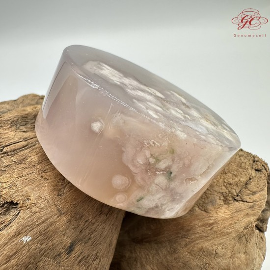 【肌容雪】天然美石櫻花瑪瑙圓牌擺件 編號B20