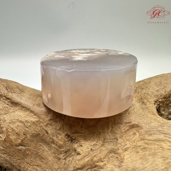 【肌容雪】天然美石櫻花瑪瑙圓牌擺件 編號B20