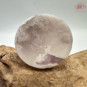 【肌容雪】天然美石櫻花瑪瑙圓牌擺件 編號B21