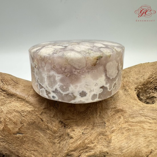 【肌容雪】天然美石櫻花瑪瑙圓牌擺件 編號B21