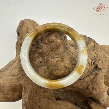 【肌容雪】天然美石黃白雙彩平安鐲 編號B219(鐲寬50.3mm#16號)