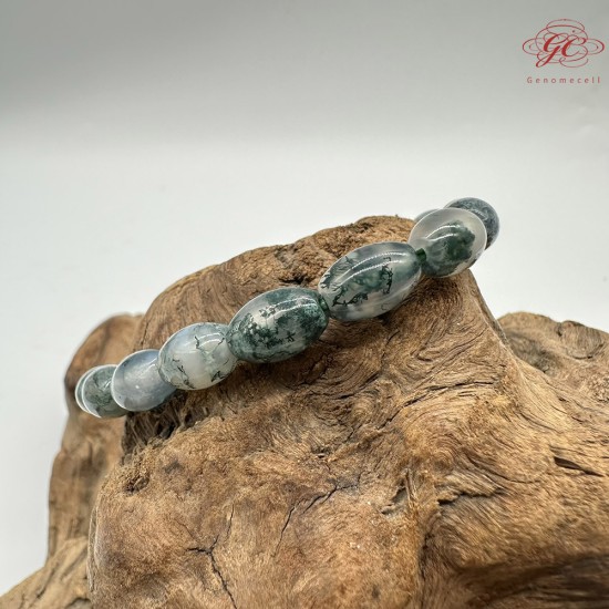 【肌容雪】天然美石水草瑪瑙單圈手串 編號B26