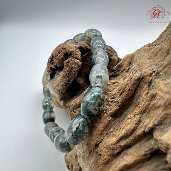 【肌容雪】天然美石水草瑪瑙單圈手串 編號B26
