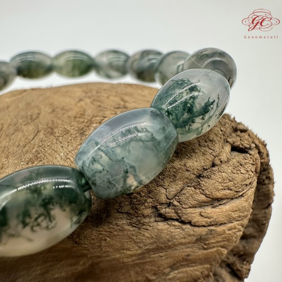 【肌容雪】天然美石水草瑪瑙單圈手串 編號B26