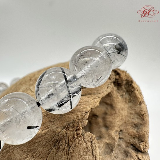 【肌容雪】天然美石黑髮晶透明單圈手串 編號B30
