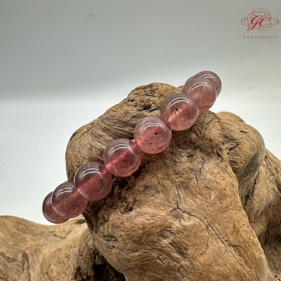 【肌容雪】天然美石莓晶石水晶單圈手串 編號B31