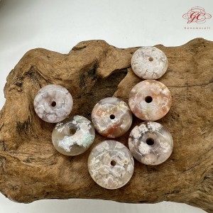 【肌容雪】天然美石櫻花瑪瑙平安扣造型吊墜 編號B41(1-7號)附收納盒